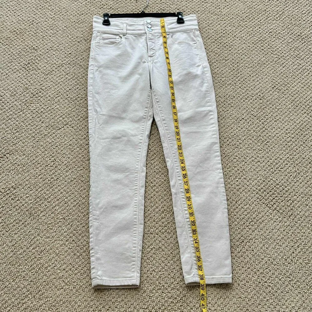 Ann Taylor Size 6 High Waist Skinny Three Button Beige Cream Jeans 29 Inseam - Picture 6 of 7